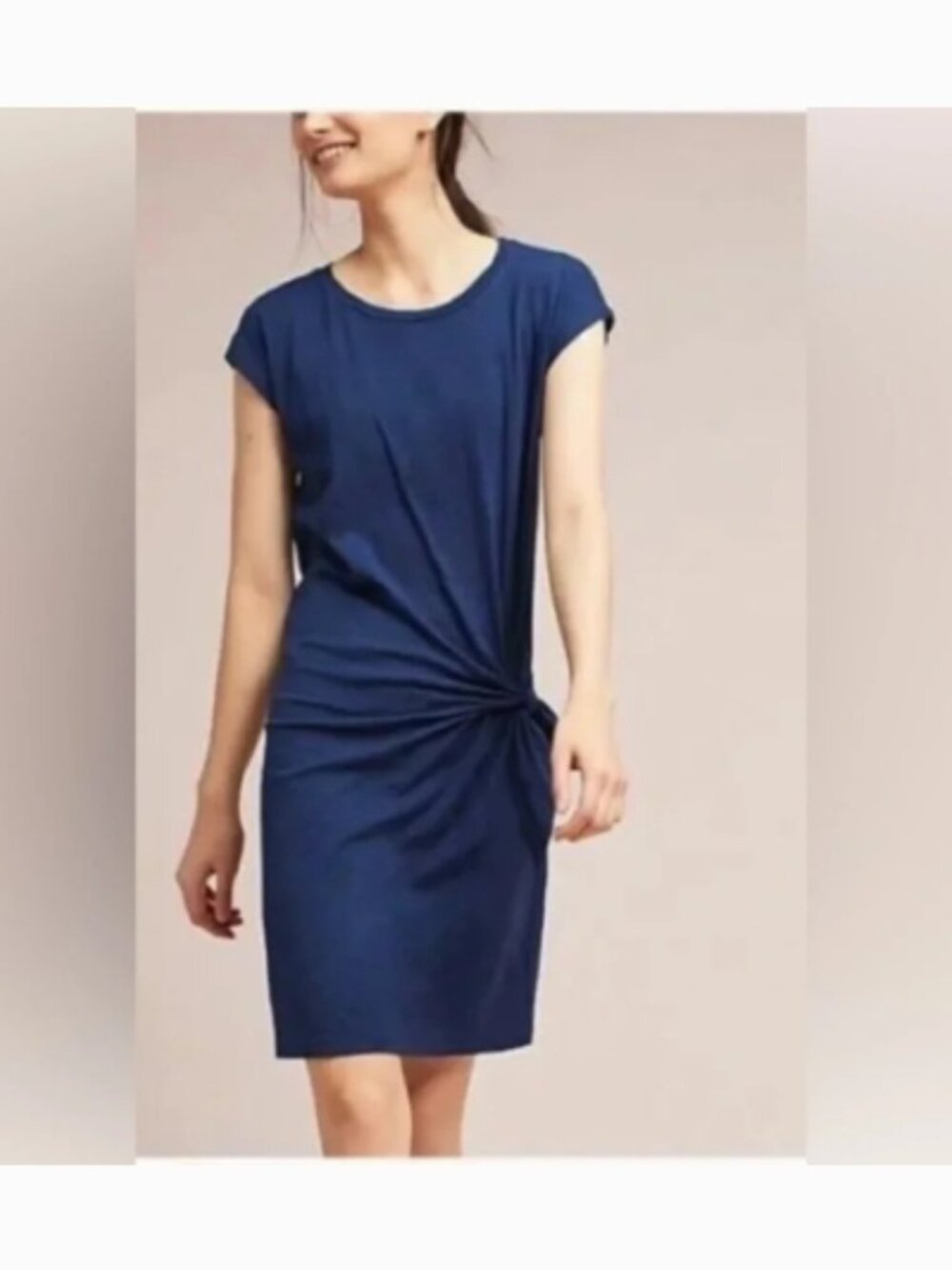 Like New! Velvet By Graham Anthropologie Jessica Tie Waist Dress Cotton Blue S